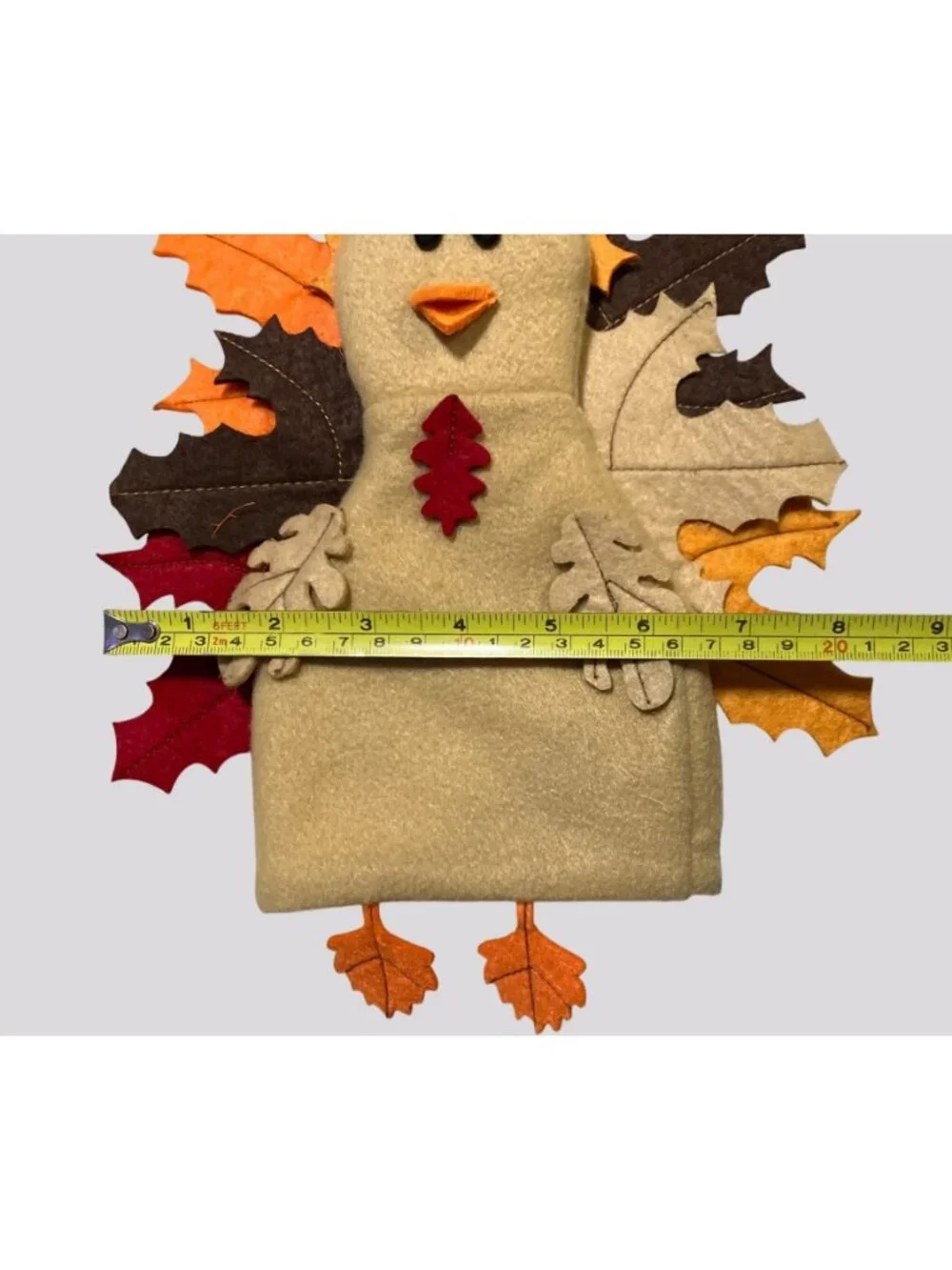 Food Network Plush Turkey Bottle Cover Festive Decoration With Autumn Leaves